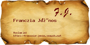 Franczia János névjegykártya